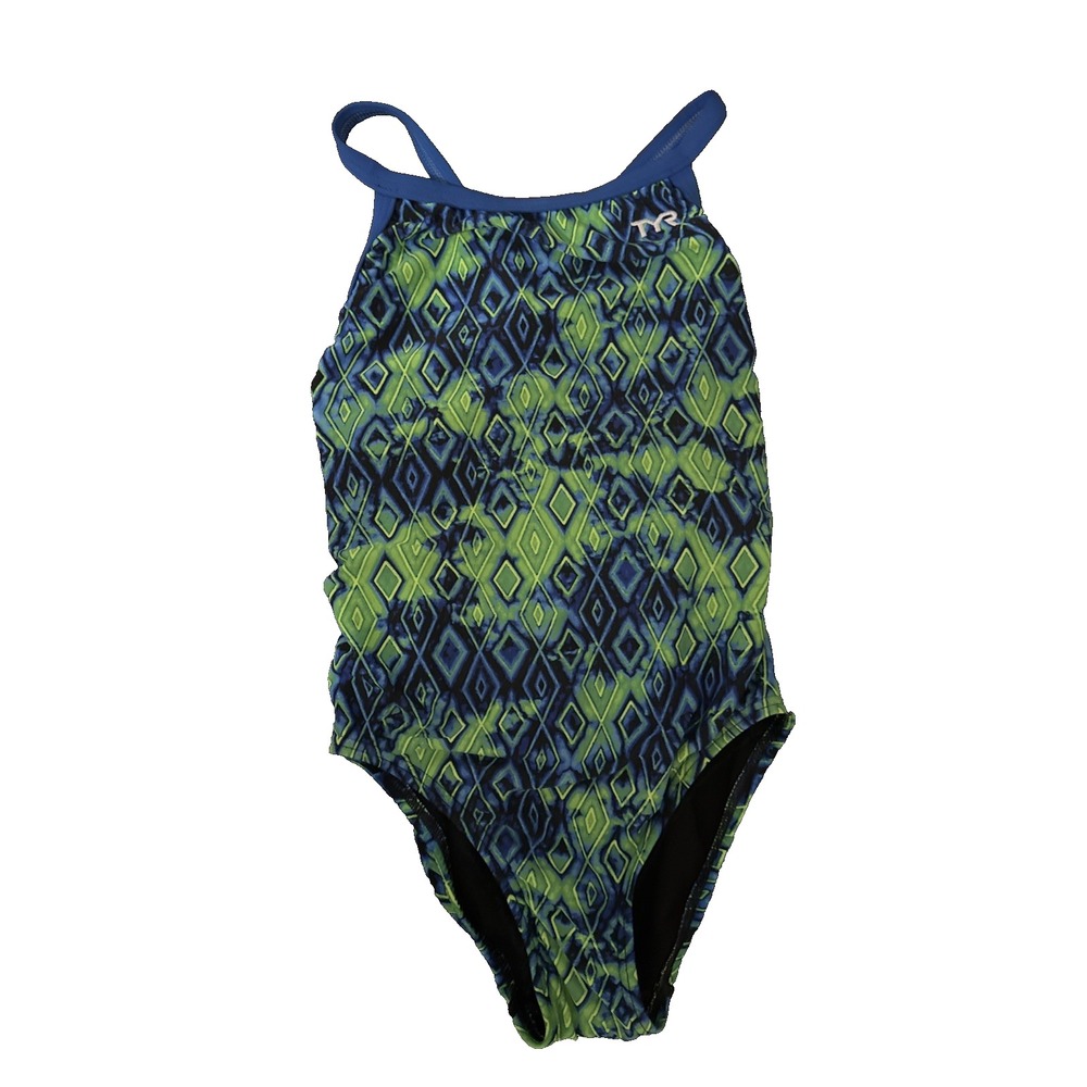TYR Women's Glacial Diamondfit Swimsuit Size 26- 2022 Green and blue.